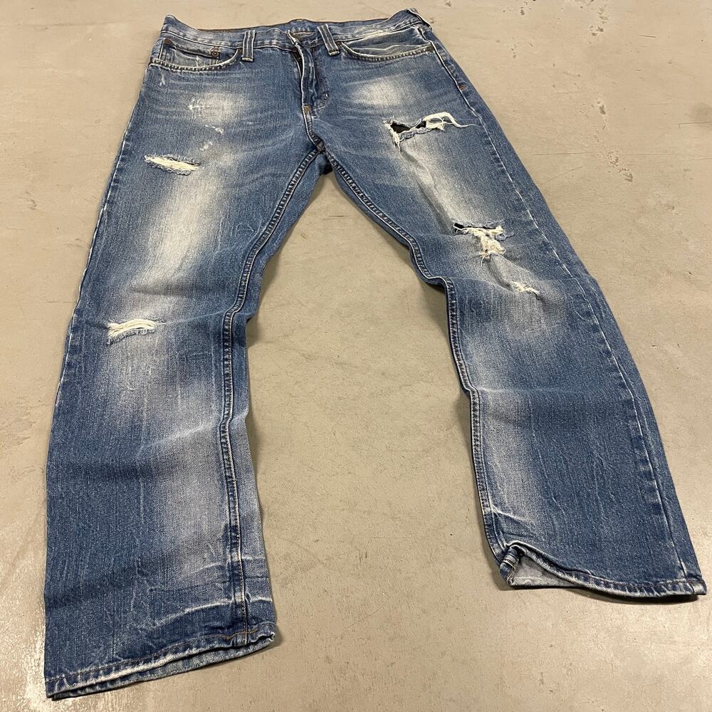 Y2K slim faded bullhead ripped Jeans 32x30